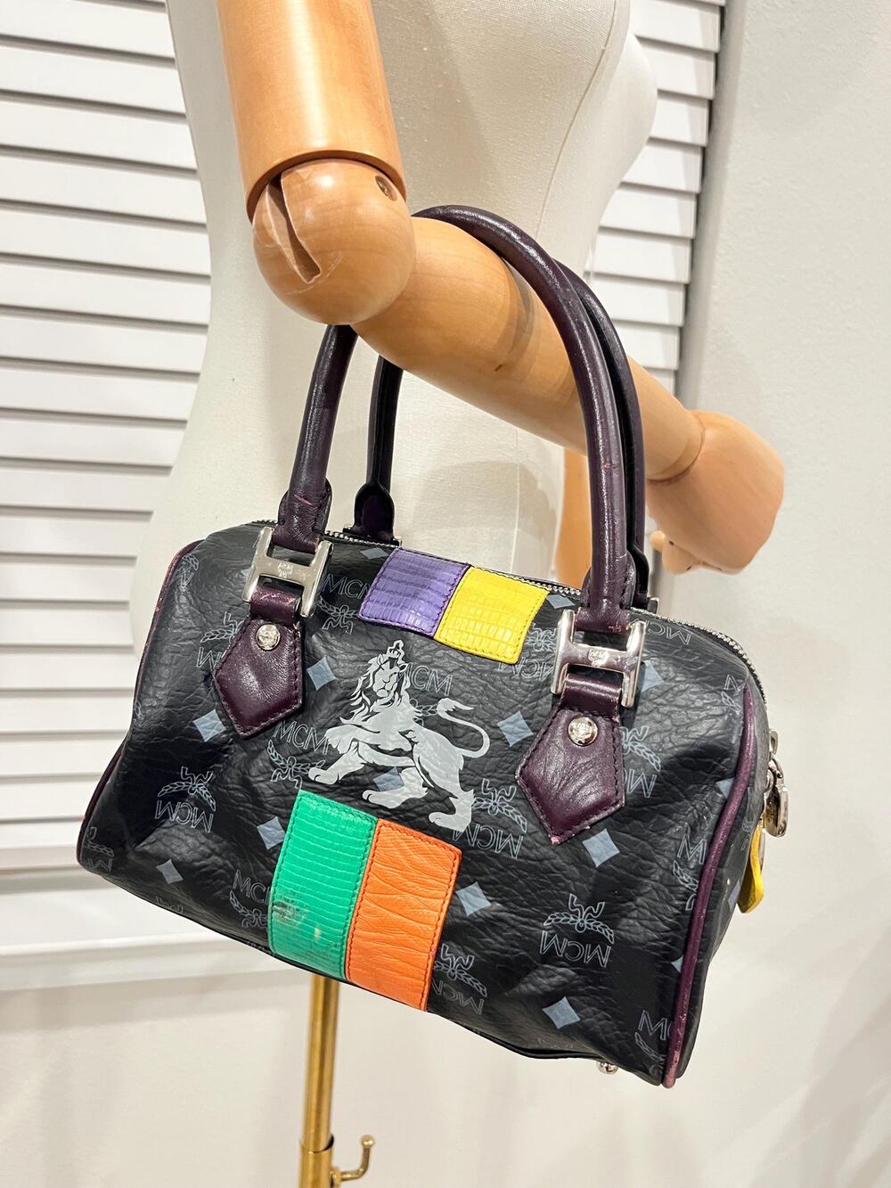 MCM vintage lion princess Boston bag